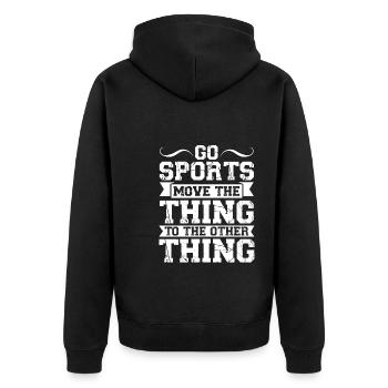 Sportspiel Sportmannschaft Geschenk - Unisex Premium Bio Zip Hoodie - Schwarz - Hinten - Nico (187cm)