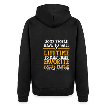 Soccer Mom Tochter Soccer Mom Sport Geschenk - Unisex Premium Bio Zip Hoodie - Schwarz - Hinten - Nico (187cm)