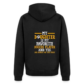 Soccer Mom Tochter Soccer Mom Sport Geschenk - Unisex Premium Bio Zip Hoodie - Schwarz - Hinten - Nico (187cm)