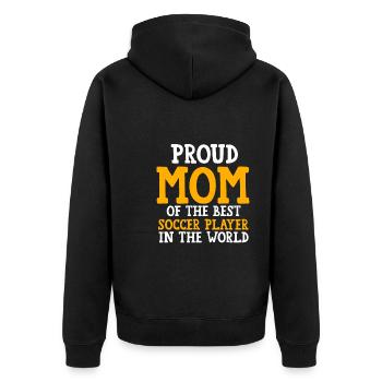 Soccer Mom Soccer Mom Sport Geschenk - Unisex Premium Bio Zip Hoodie - Schwarz - Hinten - Nico (187cm)