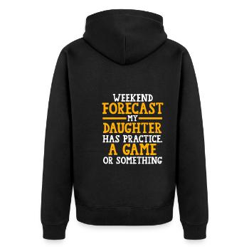 Soccer Mom Tochter Soccer Mom Sport Geschenk - Unisex Premium Bio Zip Hoodie - Schwarz - Hinten - Nico (187cm)