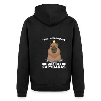 Wasserschwein Wasserschweine Tier Geschenk - Unisex Premium Bio Zip Hoodie - Schwarz - Hinten - Nico (187cm)