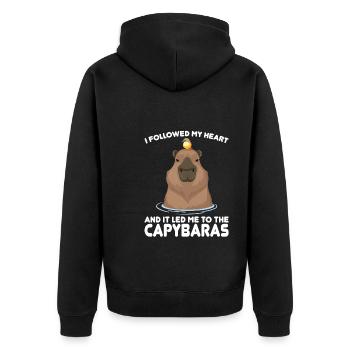 Wasserschwein Wasserschweine Tier Geschenk - Unisex Premium Bio Zip Hoodie - Schwarz - Hinten - Nico (187cm)