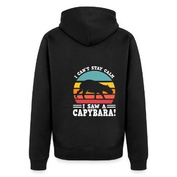 Wasserschwein Wasserschweine Tier Geschenk - Unisex Premium Bio Zip Hoodie - Schwarz - Hinten - Nico (187cm)