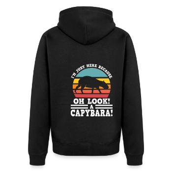 Wasserschwein Wasserschweine Tier Geschenk - Unisex Premium Bio Zip Hoodie - Schwarz - Hinten - Nico (187cm)