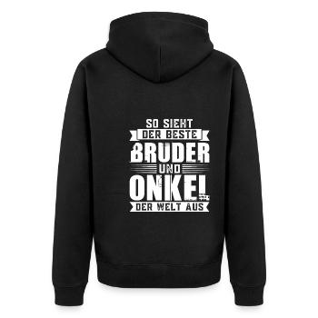 Bruder Onkel Brüder Geschenk - Unisex Premium Bio Zip Hoodie - Schwarz - Hinten - Nico (187cm)