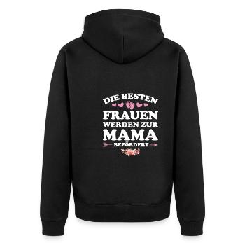 Mutter Mama Mütter Geschenk - Unisex Premium Bio Zip Hoodie - Schwarz - Hinten - Nico (187cm)