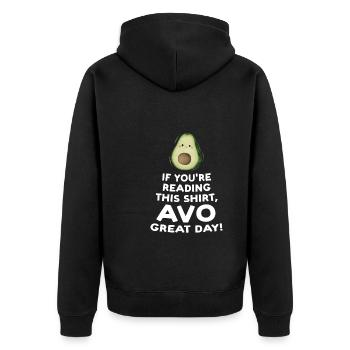 Avocados Avocado Avocado-Liebhaber Geschenk - Unisex Premium Bio Zip Hoodie - Schwarz - Hinten - Nico (187cm)