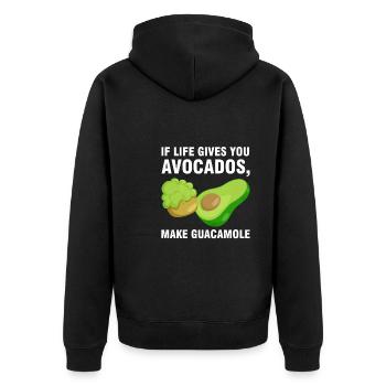 Avocados Avocado Avocado-Liebhaber Geschenk - Unisex Premium Bio Zip Hoodie - Schwarz - Hinten - Nico (187cm)