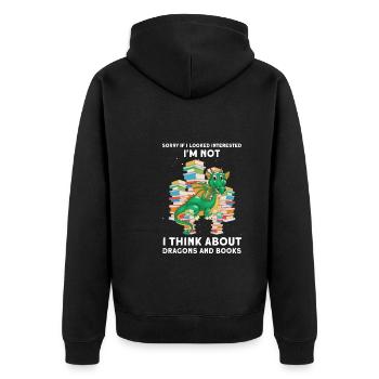 Drache Drache und Buch Drachenliebhaber Geschenk - Unisex Premium Bio Zip Hoodie - Schwarz - Hinten - Nico (187cm)
