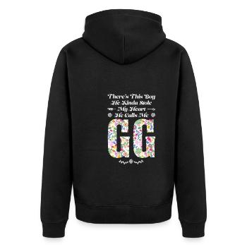 Großmutter GG Oma Geschenk - Unisex Premium Bio Zip Hoodie - Schwarz - Hinten - Nico (187cm)