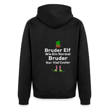 Bruder Elf Geschwister Geschenk - Unisex Premium Bio Zip Hoodie - Schwarz - Hinten - Nico (187cm)