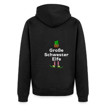 Große Schwester Elfe Geschwister Geschenk - Unisex Premium Bio Zip Hoodie - Schwarz - Hinten - Nico (187cm)