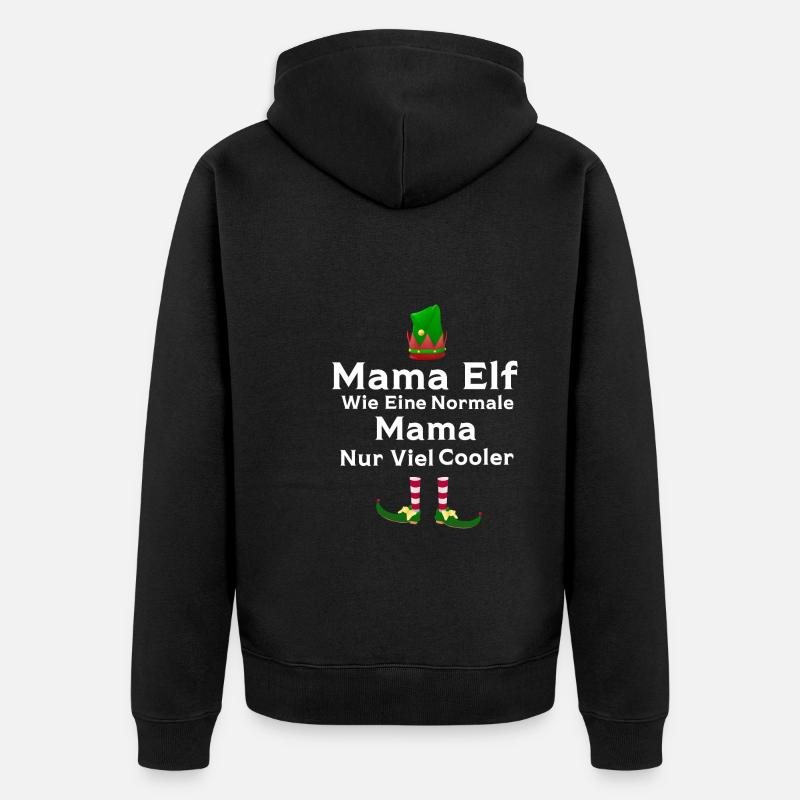 Mutter Elfe Mama Elf Geschenk - Unisex Premium Bio Zip Hoodie - Schwarz