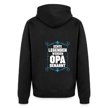Opa Großvater Großväter Geschenk - Unisex Premium Bio Zip Hoodie - Schwarz - Hinten - Nico (187cm)