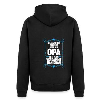 Opa Großvater Enkelkinder Geschenk - Unisex Premium Bio Zip Hoodie - Schwarz - Hinten - Nico (187cm)