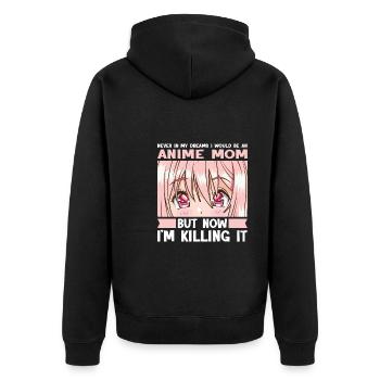 anime merch Anime anime mom Geschenk - Unisex Premium Bio Zip Hoodie - Schwarz - Hinten - Nico (187cm)