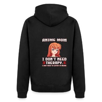 anime merch Anime anime mom Geschenk - Unisex Premium Bio Zip Hoodie - Schwarz - Hinten - Nico (187cm)