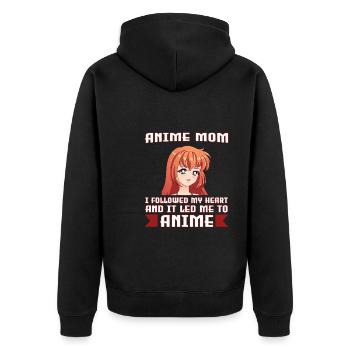 anime merch Anime anime mom Geschenk - Unisex Premium Bio Zip Hoodie - Schwarz - Hinten - Nico (187cm)