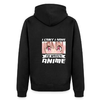Anime merch Anime Anime Merchandise Geschenk - Unisex Premium Bio Zip Hoodie - Schwarz - Hinten - Nico (187cm)