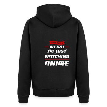 Anime merch Anime Anime Merchandise Geschenk - Unisex Premium Bio Zip Hoodie - Schwarz - Hinten - Nico (187cm)