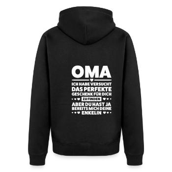 Oma Enkel Enkelsohn Geschenk - Unisex Premium Bio Zip Hoodie - Schwarz - Hinten - Nico (187cm)