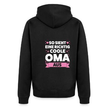 Oma Großmutter Omas Geschenk - Unisex Premium Bio Zip Hoodie - Schwarz - Hinten - Nico (187cm)