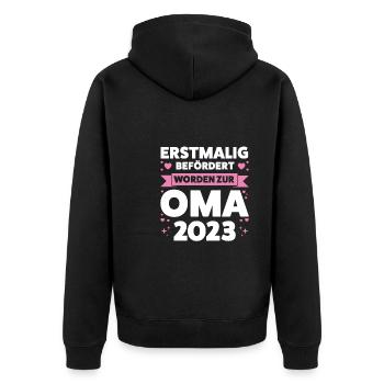 Oma 2023 Großmutter Großmütter Geschenk - Unisex Premium Bio Zip Hoodie - Schwarz - Hinten - Nico (187cm)