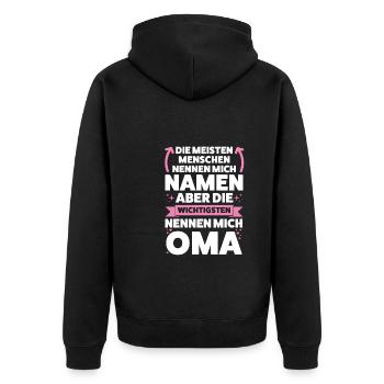 Oma Großmutter Omi Geschenk - Unisex Premium Bio Zip Hoodie - Schwarz - Hinten - Nico (187cm)