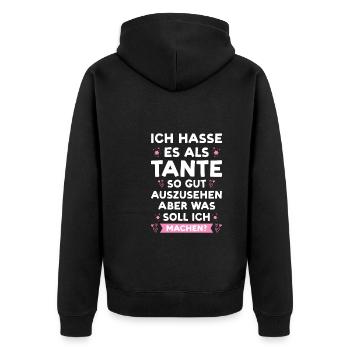 Tante Familie Lieblingstante Geschenk - Unisex Premium Bio Zip Hoodie - Schwarz - Hinten - Nico (187cm)