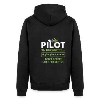 Pilot Pilot Flugzeug Geschenk - Unisex Premium Bio Zip Hoodie - Schwarz - Hinten - Nico (187cm)