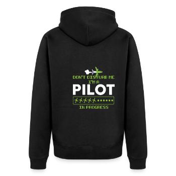 Pilot Pilot Flugzeug Geschenk - Unisex Premium Bio Zip Hoodie - Schwarz - Hinten - Nico (187cm)