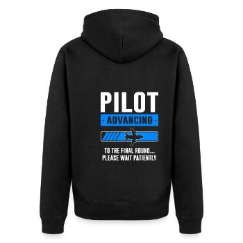 Pilot Pilot Flugzeug Geschenk - Unisex Premium Bio Zip Hoodie - Schwarz - Hinten - Nico (187cm)