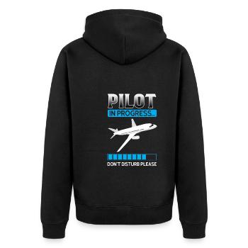 Pilot Pilot Flugzeug Geschenk - Unisex Premium Bio Zip Hoodie - Schwarz - Hinten - Nico (187cm)