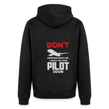 Pilot Pilot Flugzeug Geschenk - Unisex Premium Bio Zip Hoodie - Schwarz - Hinten - Nico (187cm)