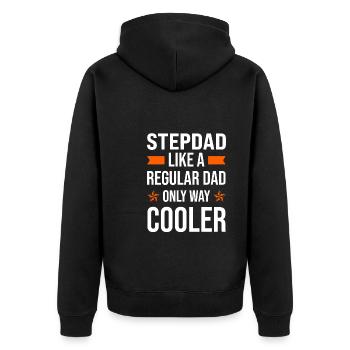 Stiefvater Stiefvater Stieffamilie Geschenk - Unisex Premium Bio Zip Hoodie - Schwarz - Hinten - Nico (187cm)
