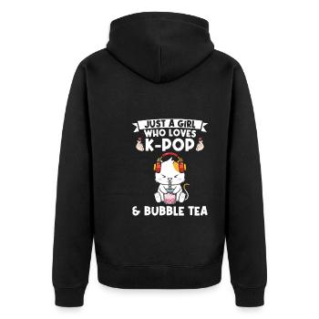 Blase Tee kpop Blase Tee Katze Katze Lover Geschen - Unisex Premium Bio Zip Hoodie - Schwarz - Hinten - Nico (187cm)