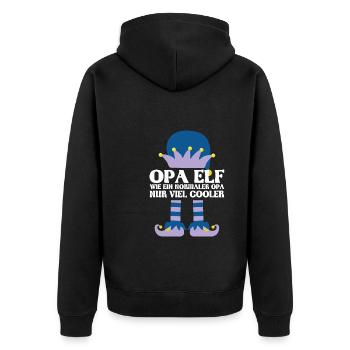 Opa Elf Opas Geschenk - Unisex Premium Bio Zip Hoodie - Schwarz - Hinten - Nico (187cm)