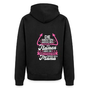 Mutter Familie Mama Geschenk - Unisex Premium Bio Zip Hoodie - Schwarz - Hinten - Nico (187cm)