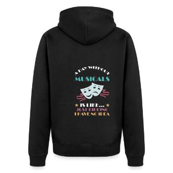 Theater Broadway-Musical Geschenk - Unisex Premium Bio Zip Hoodie - Schwarz - Hinten - Nico (187cm)