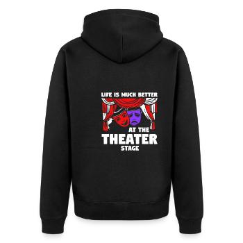 Theater Broadway-Musical Geschenk - Unisex Premium Bio Zip Hoodie - Schwarz - Hinten - Nico (187cm)