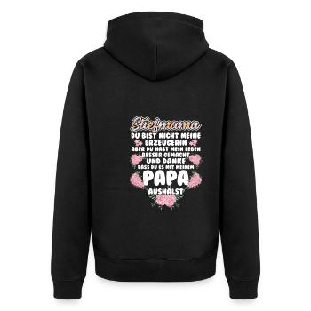 Stiefmama Familie Stiefmamas Geschenk - Unisex Premium Bio Zip Hoodie - Schwarz - Hinten - Nico (187cm)