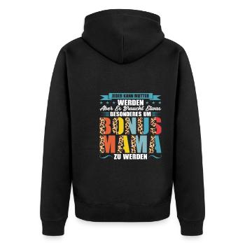 Bonus Mama Familie Bonusmama Geschenk - Unisex Premium Bio Zip Hoodie - Schwarz - Hinten - Nico (187cm)