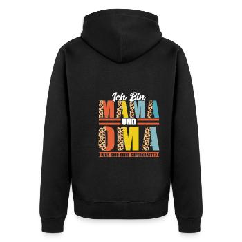 Mama & Oma Familie Mutter Geschenk - Unisex Premium Bio Zip Hoodie - Schwarz - Hinten - Nico (187cm)