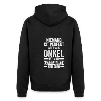 Onkel Familie Neffe Geschenk - Unisex Premium Bio Zip Hoodie - Schwarz - Hinten - Nico (187cm)
