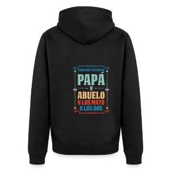 Papa & Opa Familie Großvater Geschenk - Unisex Premium Bio Zip Hoodie - Schwarz - Hinten - Nico (187cm)