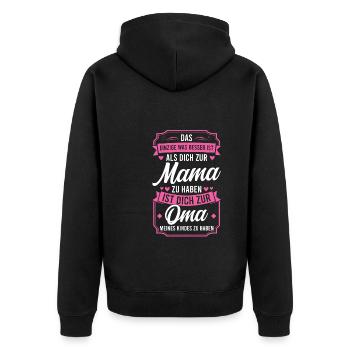 Mama & Oma Familie Mutter Geschenk - Unisex Premium Bio Zip Hoodie - Schwarz - Hinten - Nico (187cm)