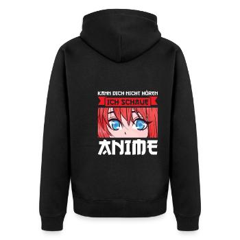 Anime Merch Otaku Geschenk - Unisex Premium Bio Zip Hoodie - Schwarz - Hinten - Nico (187cm)