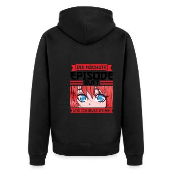 Anime Merch Anime Merch Geschenk - Unisex Premium Bio Zip Hoodie - Schwarz - Hinten - Nico (187cm)