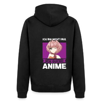 Anime Merch Japanisch Geschenk - Unisex Premium Bio Zip Hoodie - Schwarz - Hinten - Nico (187cm)